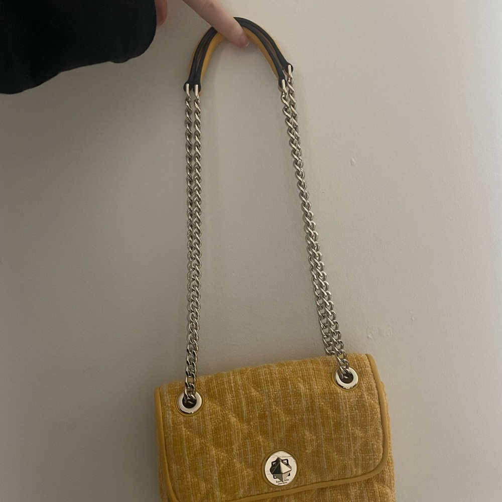Kate Spade Yellow Chain Shoulder Bag with Textured Finish